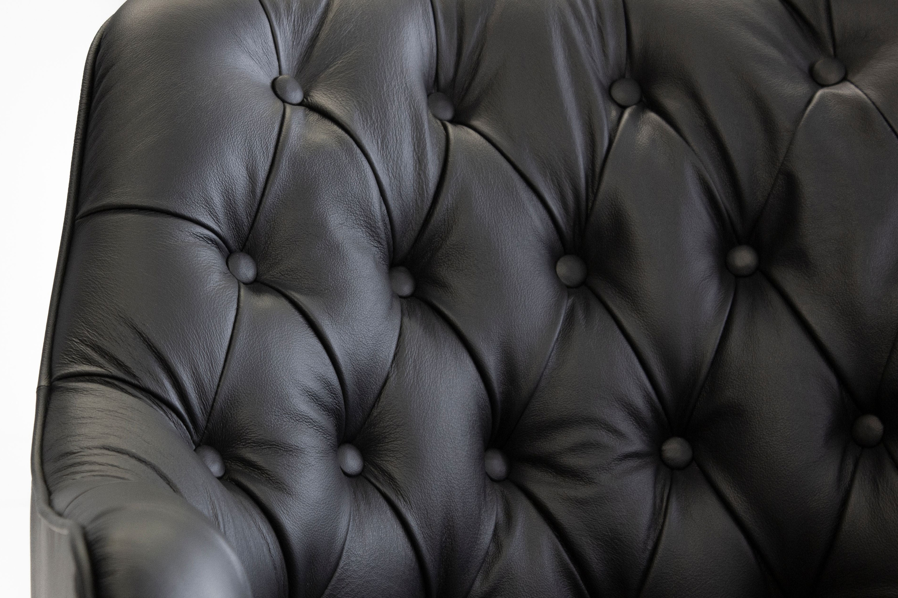 Mobital Ellington Flared Arms Solid Armchair - Black, Leather