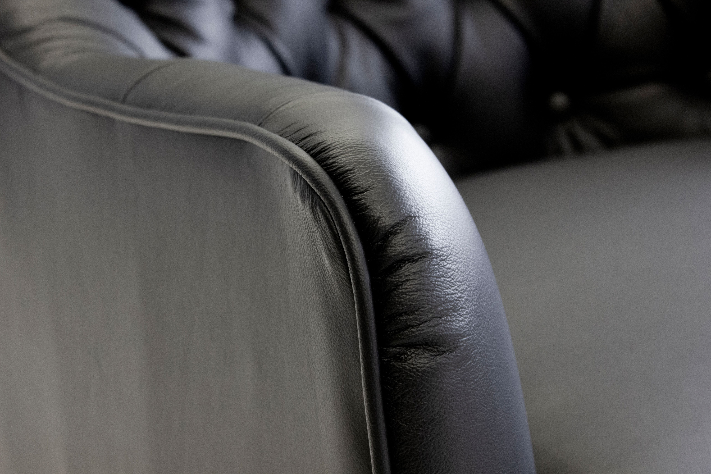 Mobital Ellington Flared Arms Solid Armchair - Black, Leather