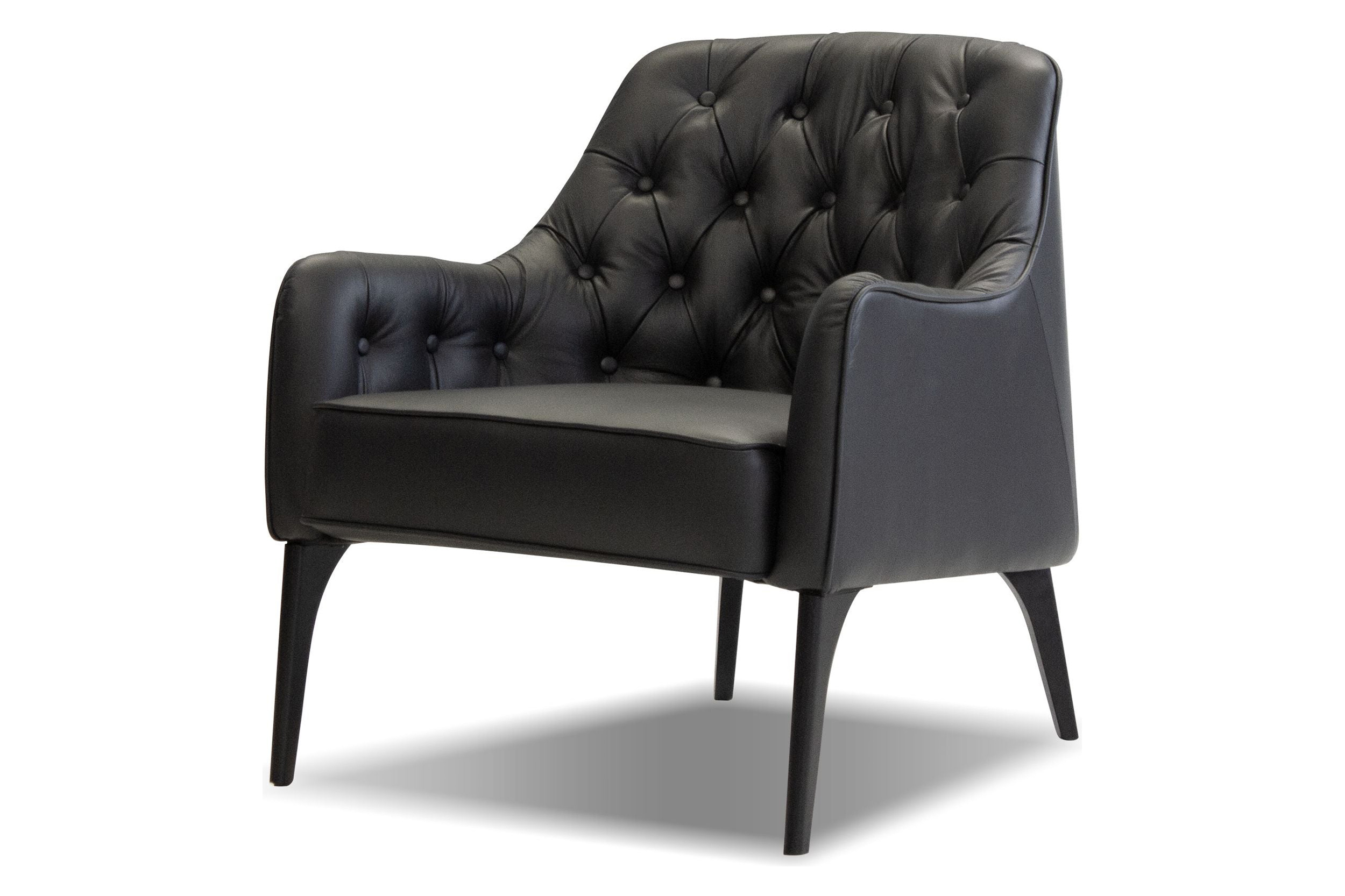 Mobital Ellington Flared Arms Solid Armchair - Black, Leather