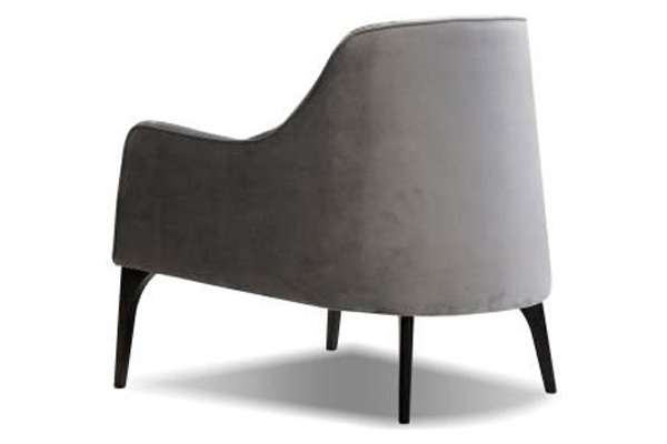 Mobital Ellington Flared Arms Solid Armchair - Graphite Velvet, Fabric