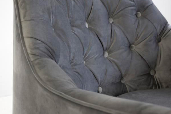 Mobital Ellington Flared Arms Solid Armchair - Graphite Velvet, Fabric