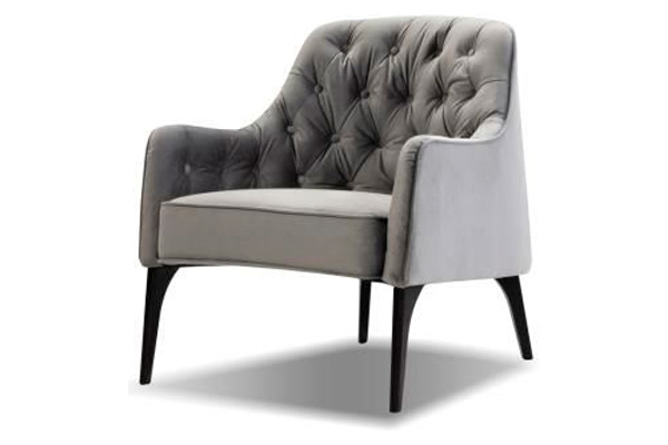 Mobital Ellington Flared Arms Solid Armchair - Graphite Velvet, Fabric