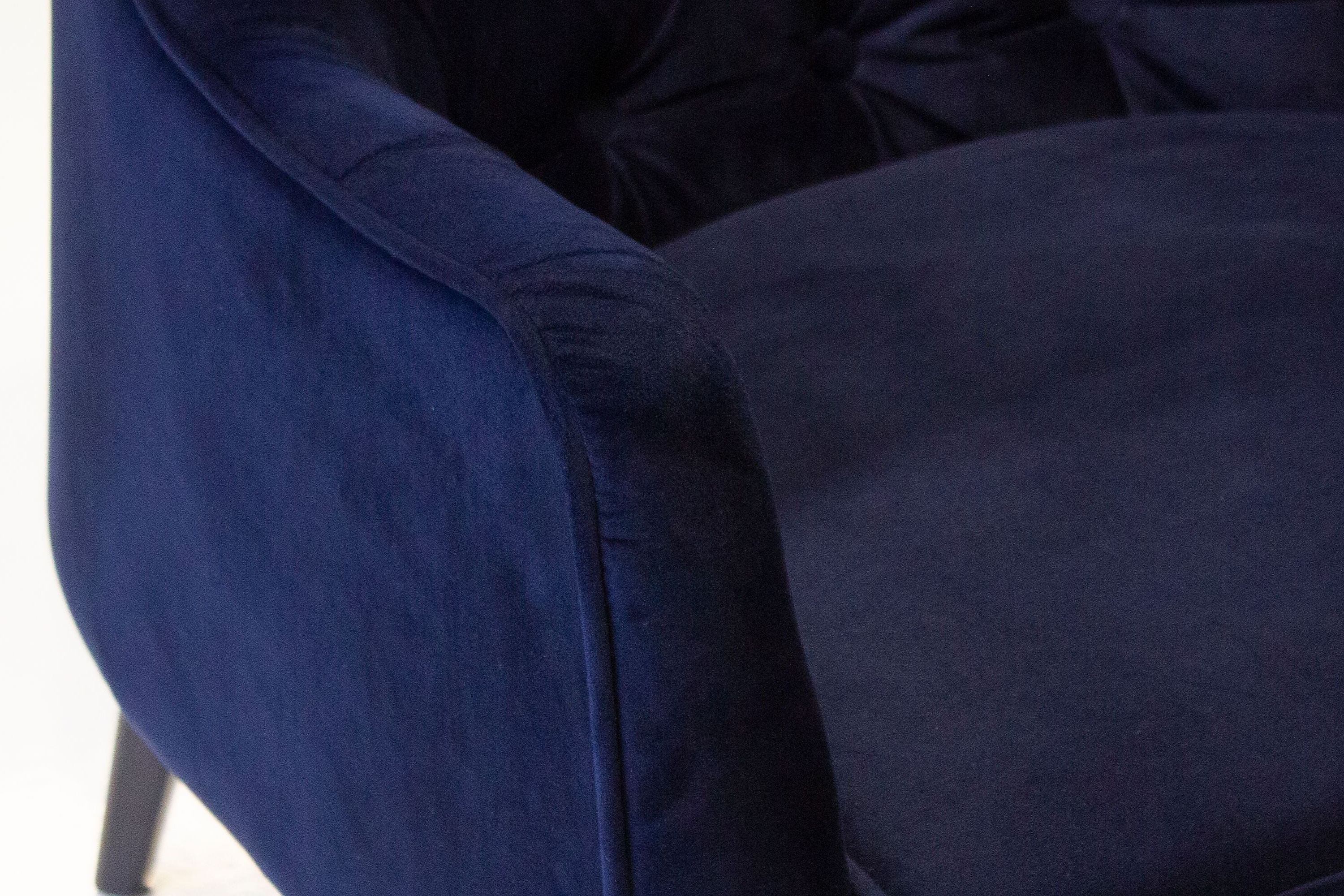 Mobital Ellington Flared Arms Solid Armchair - Navy, Fabric