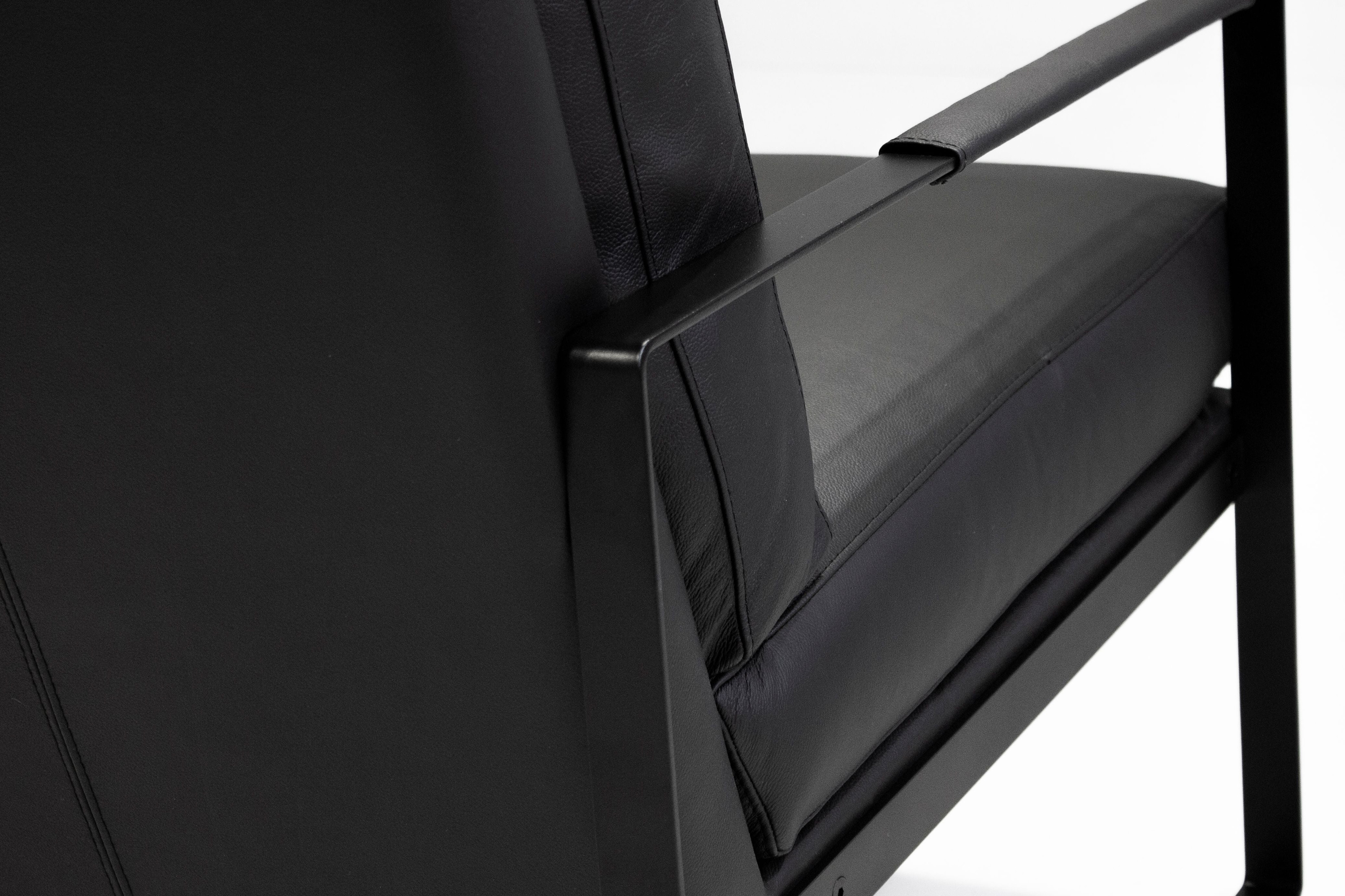 Mobital Mitchell Square Arms Solid Armchair - Black, Leather