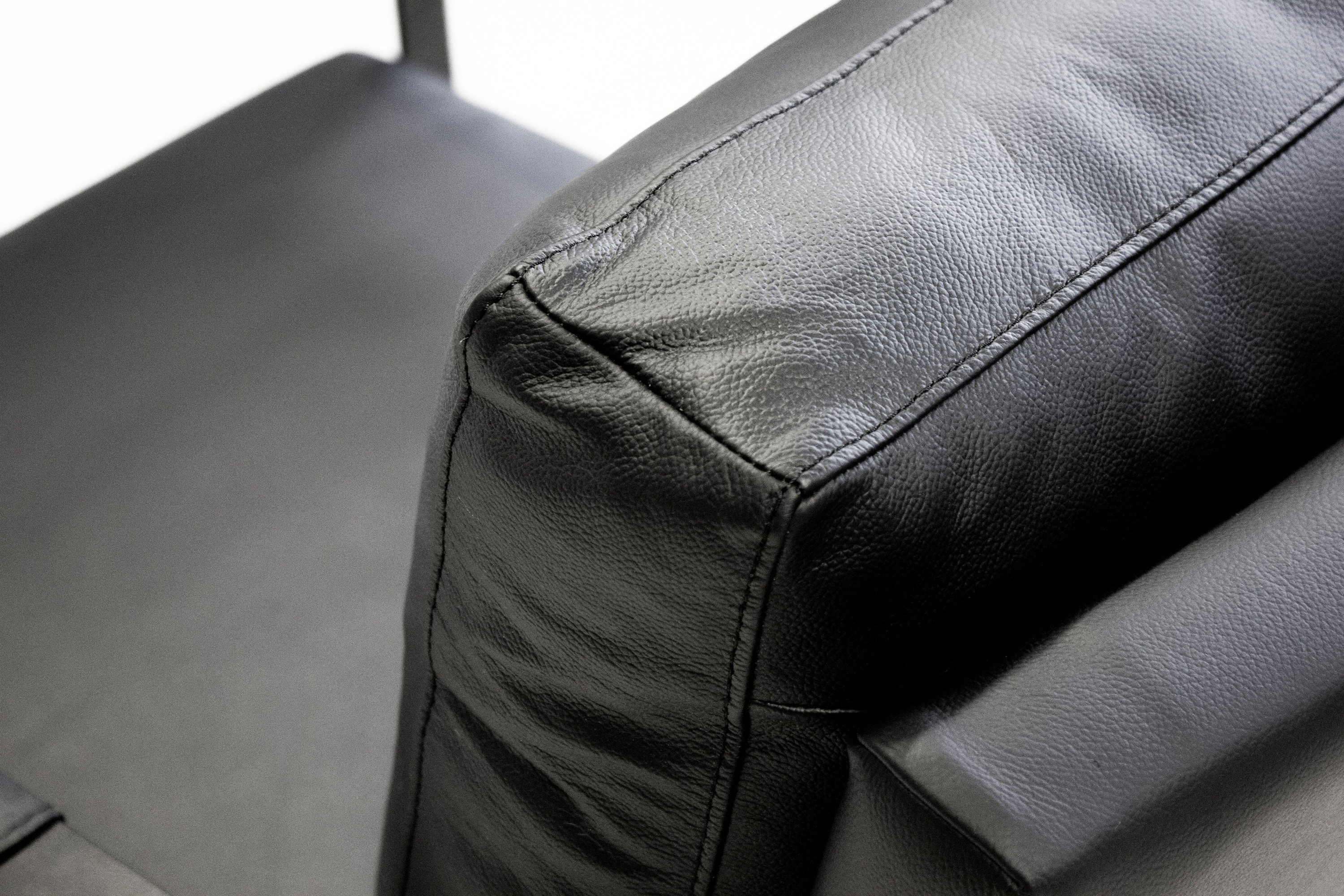 Mobital Mitchell Square Arms Solid Armchair - Black, Leather