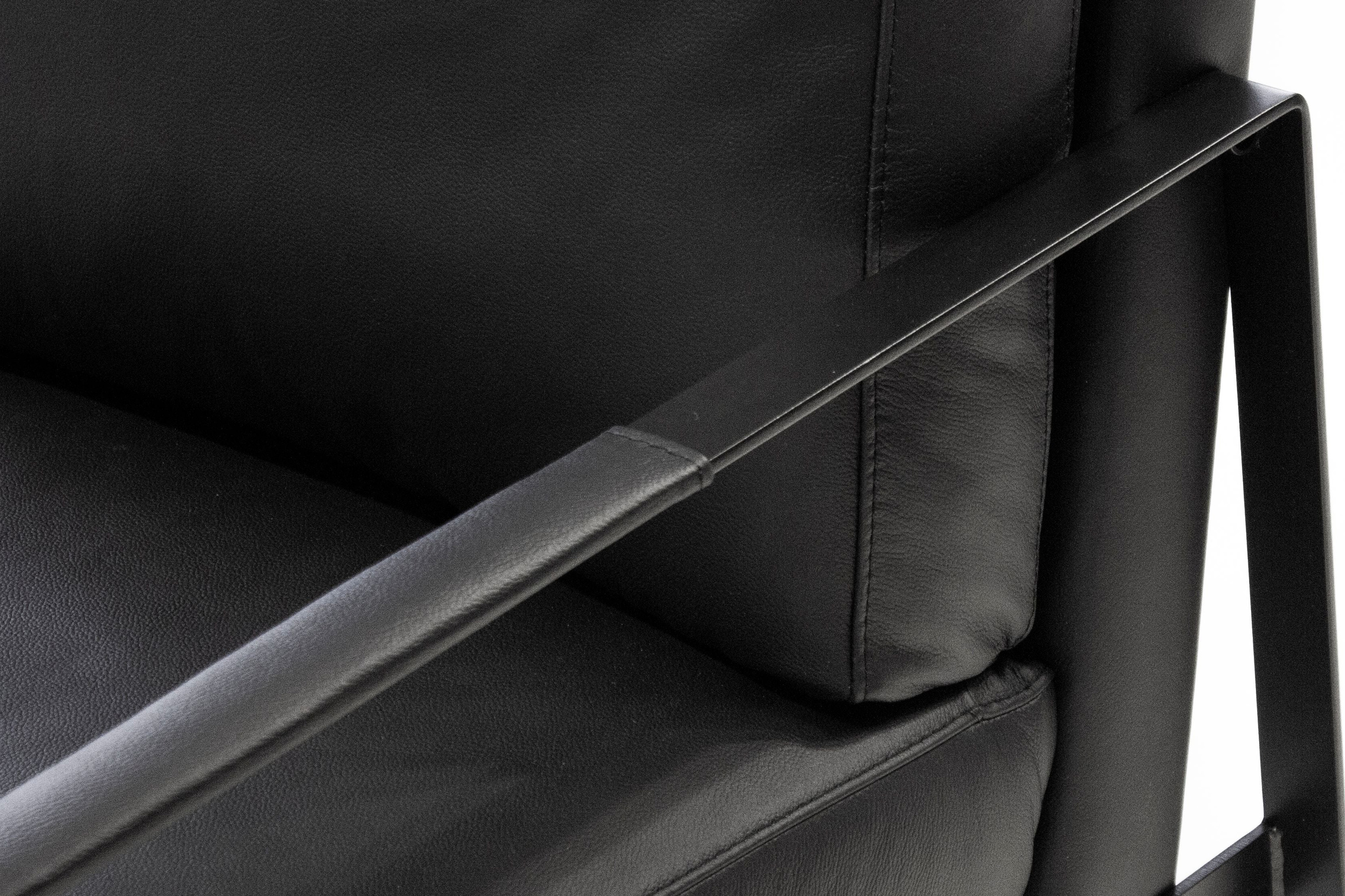 Mobital Mitchell Square Arms Solid Armchair - Black, Leather