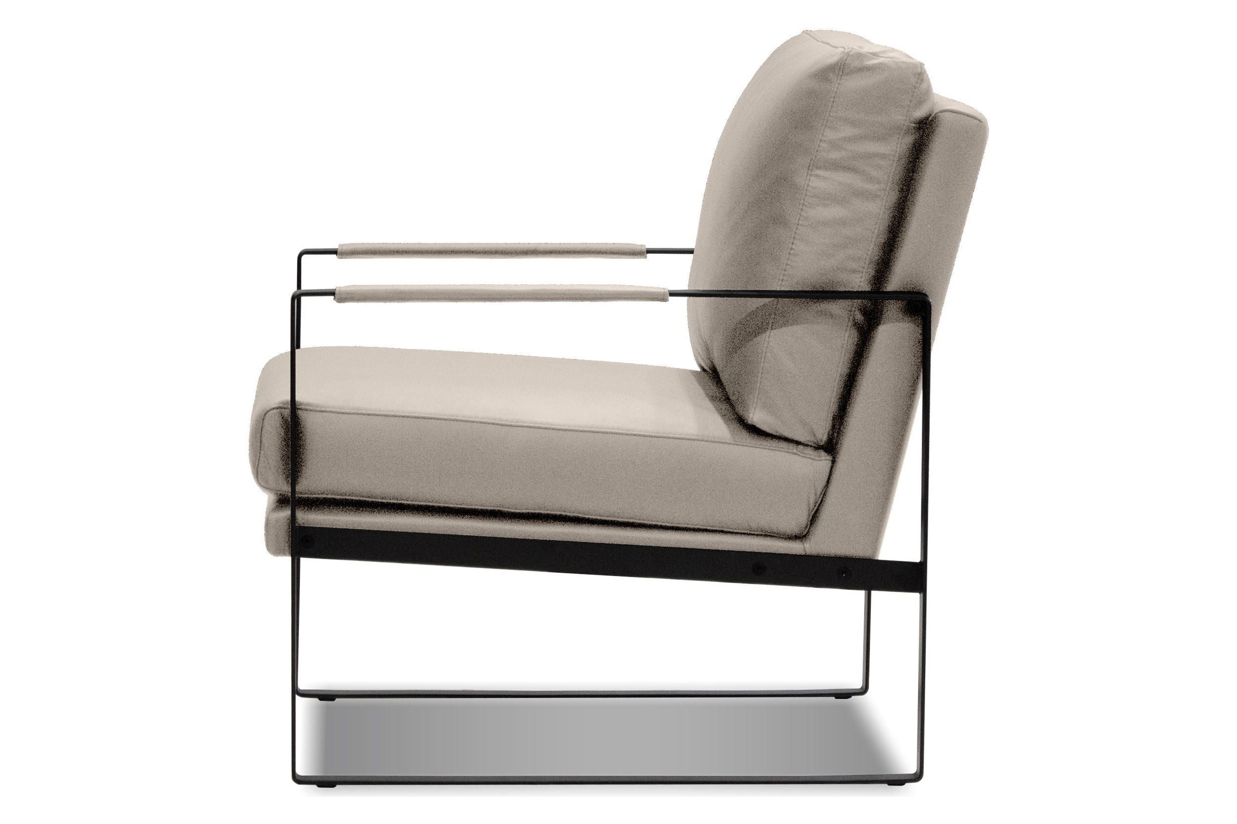 Mobital Mitchell Square Arms Solid Armchair - Wheat, Leather