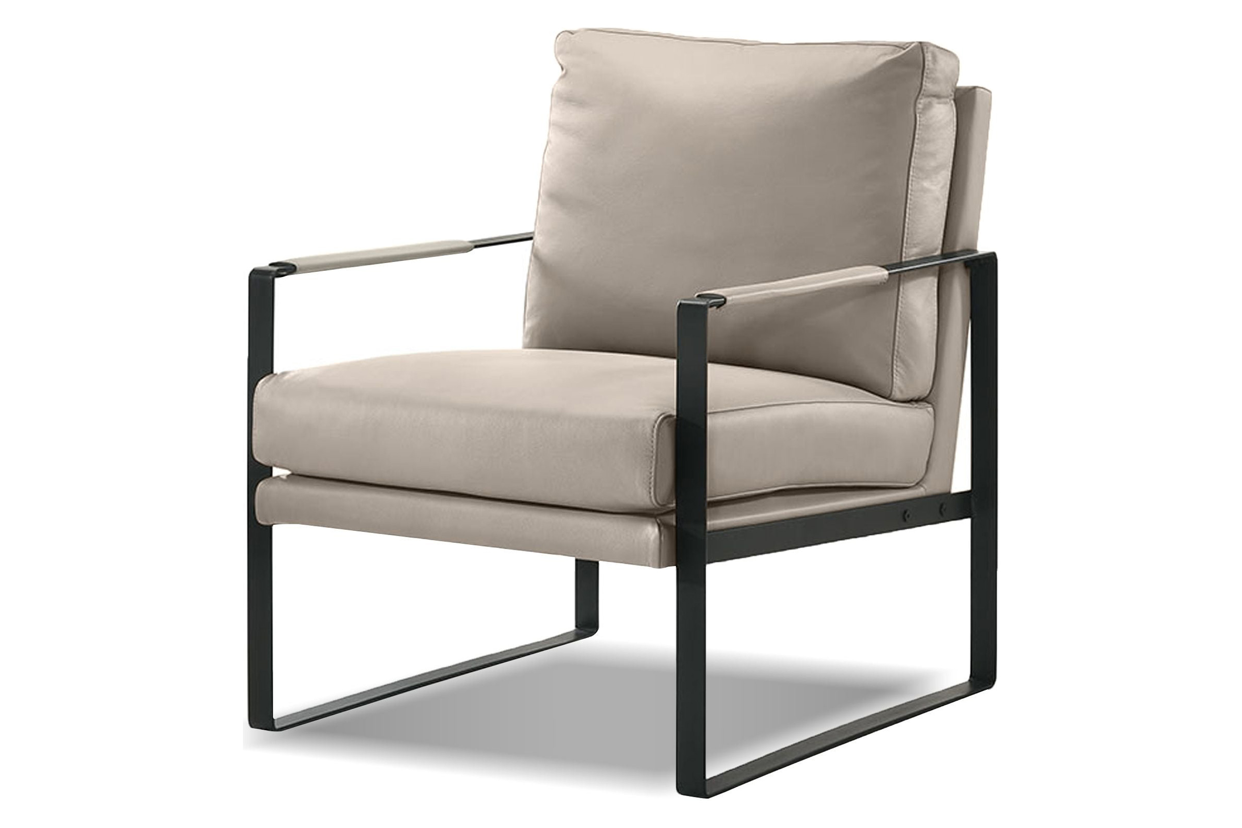 Mobital Mitchell Square Arms Solid Armchair - Wheat, Leather