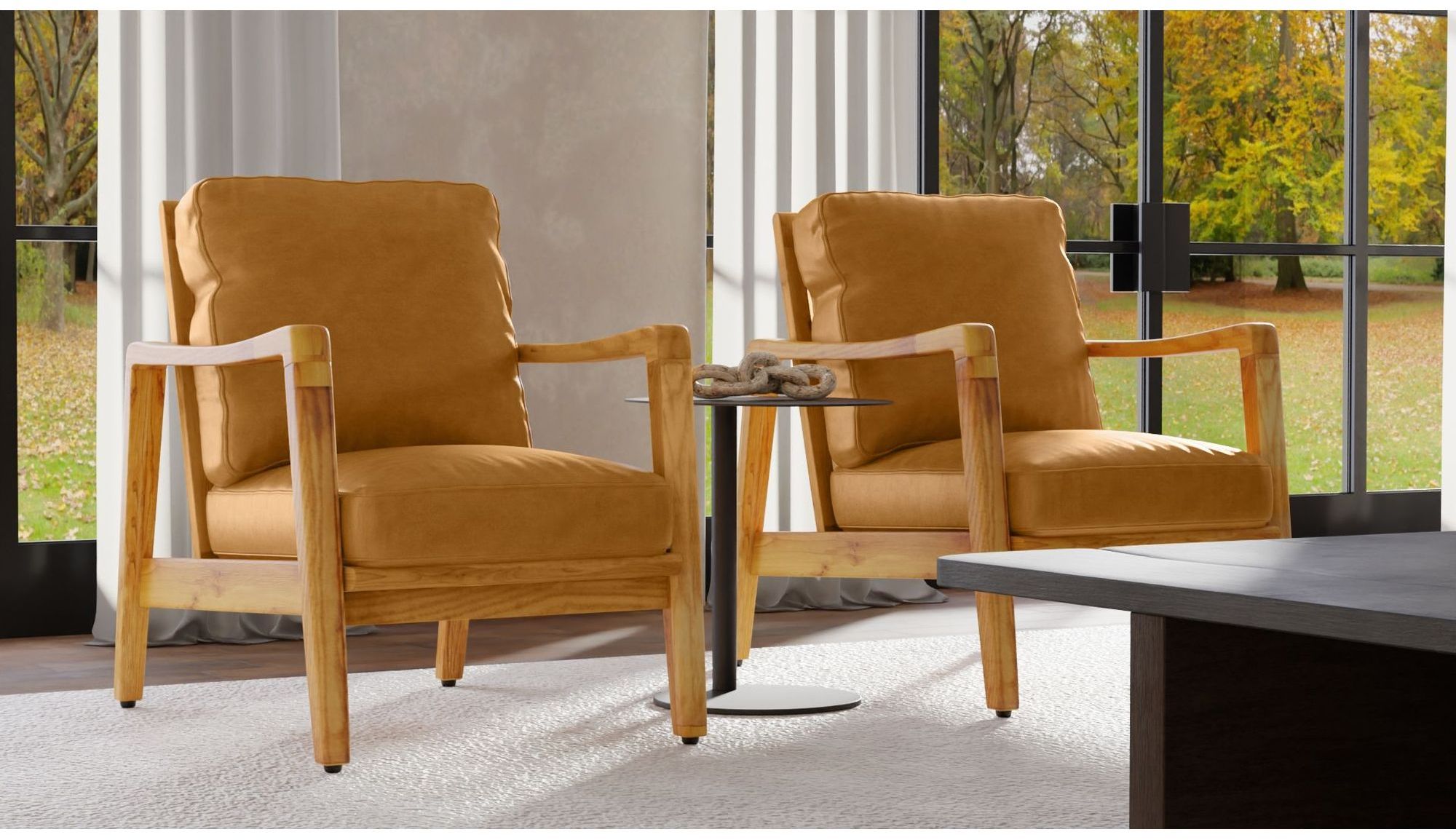 Mobital Craftsman Occasional Chair - Walnut/Tan, Leather
