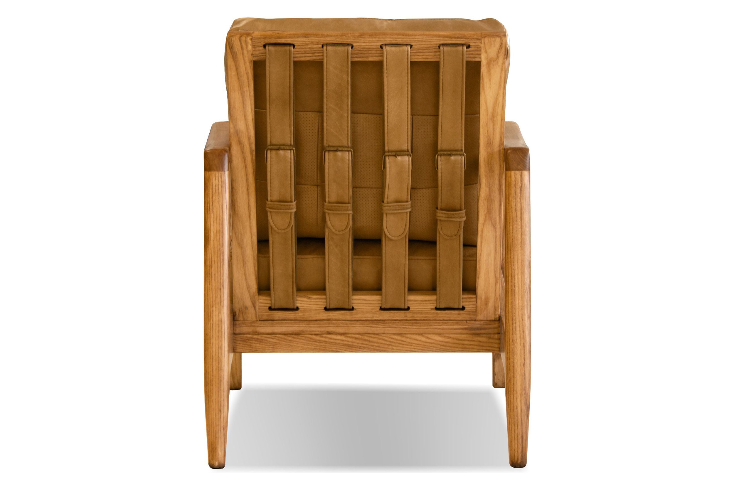 Mobital Craftsman Square Arms Lounge Chair - Tan, Leather, Wood Natural Frame