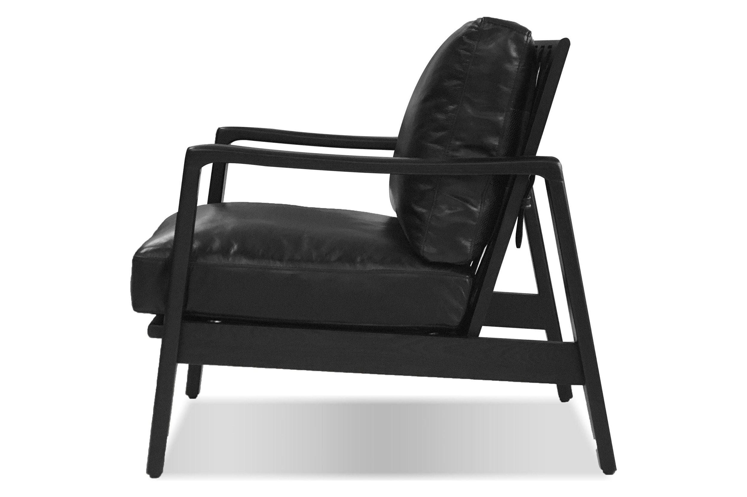 Mobital Craftsman Square Arms Lounge Chair - Black, Leather, Black Matte Frame