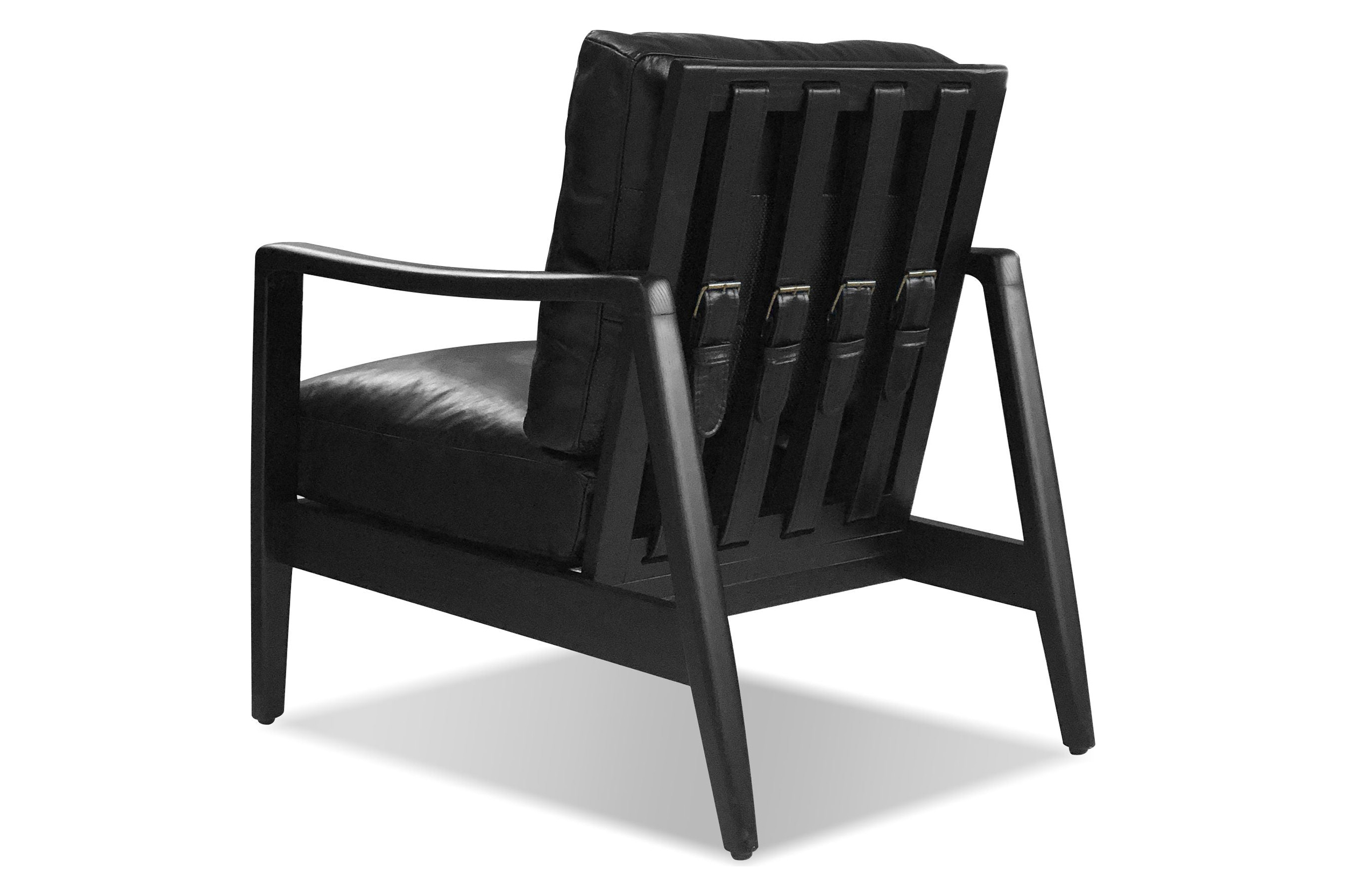 Mobital Craftsman Square Arms Lounge Chair - Black, Leather, Black Matte Frame