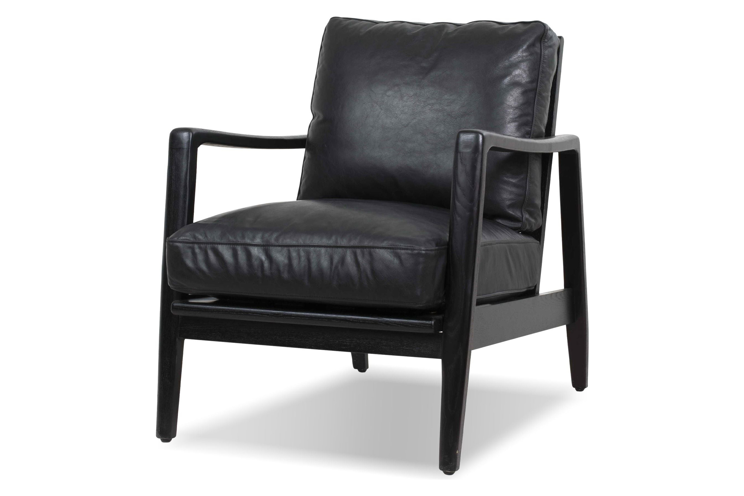 Mobital Craftsman Square Arms Lounge Chair - Black, Leather, Black Matte Frame