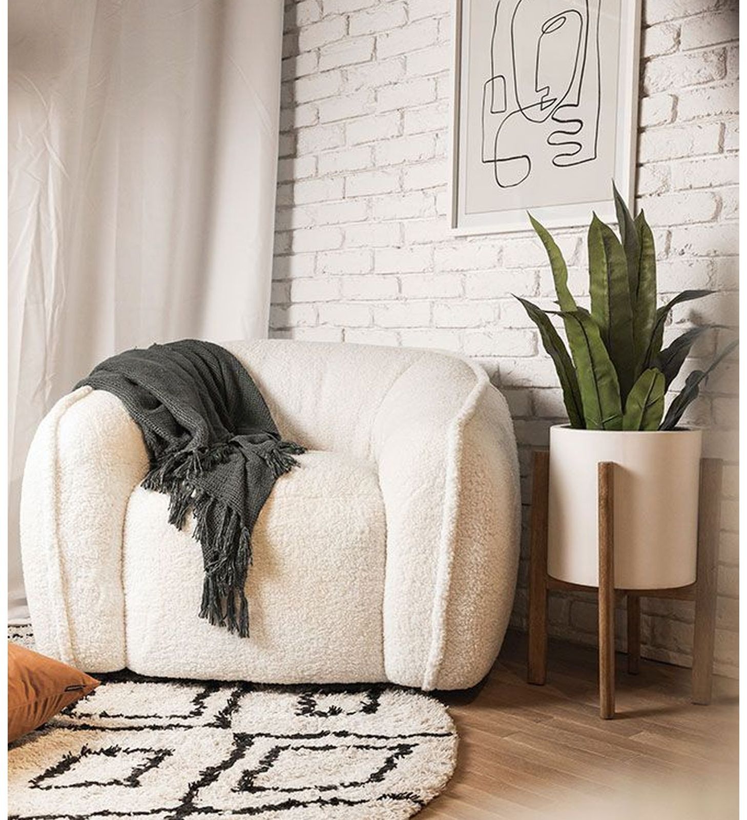 Mobital - Duffy Occasional Chair in Cream Teddy, Fabric