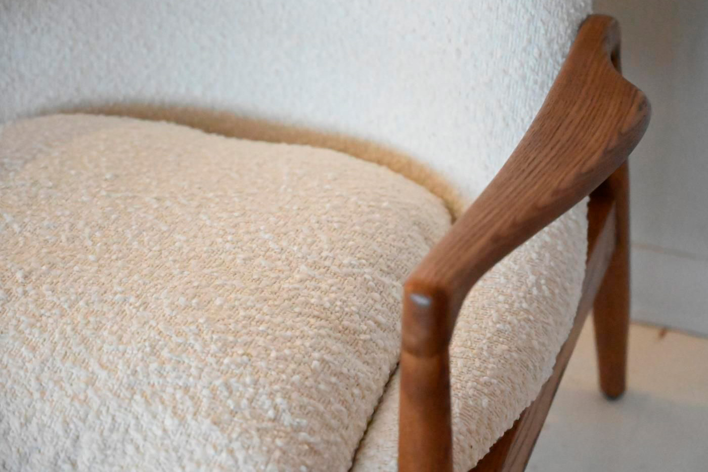Mobital Reynolds Square Arms Lounge Chair - Cream Boucle, Fabric