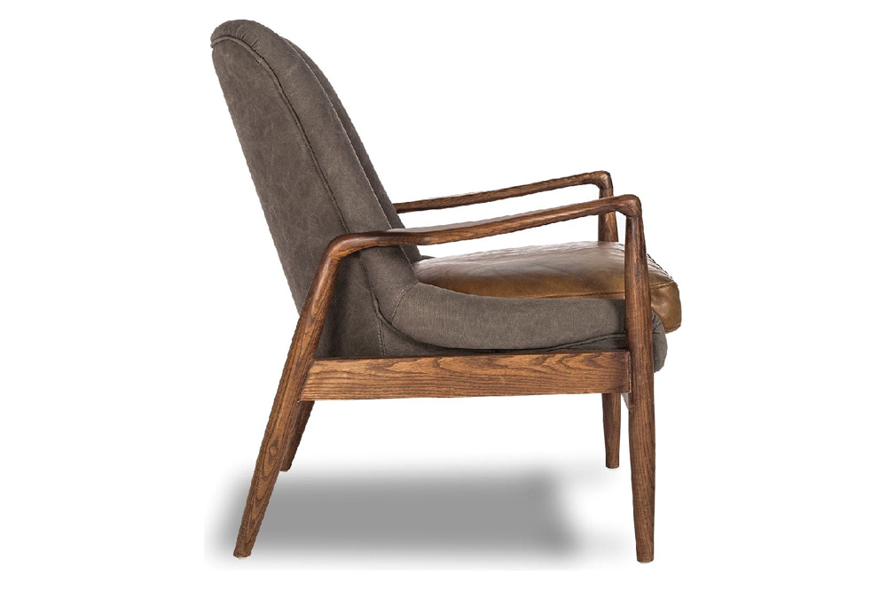 Mobital Reynolds Square Arms Lounge Chair - Gray, Leather/Fabric