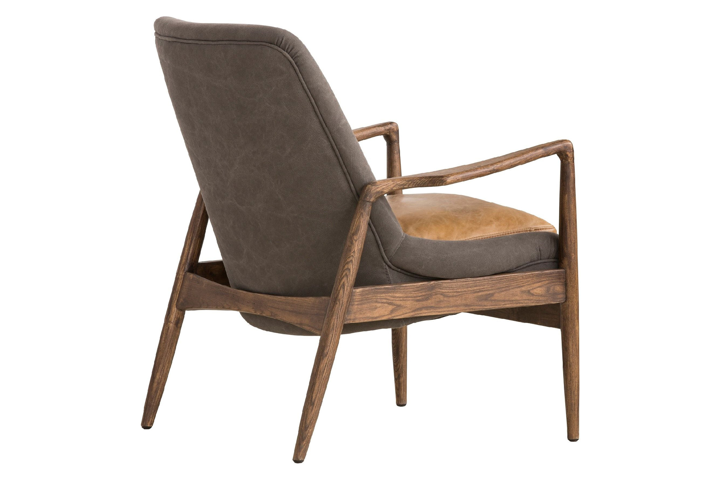 Mobital Reynolds Square Arms Lounge Chair - Gray, Leather/Fabric