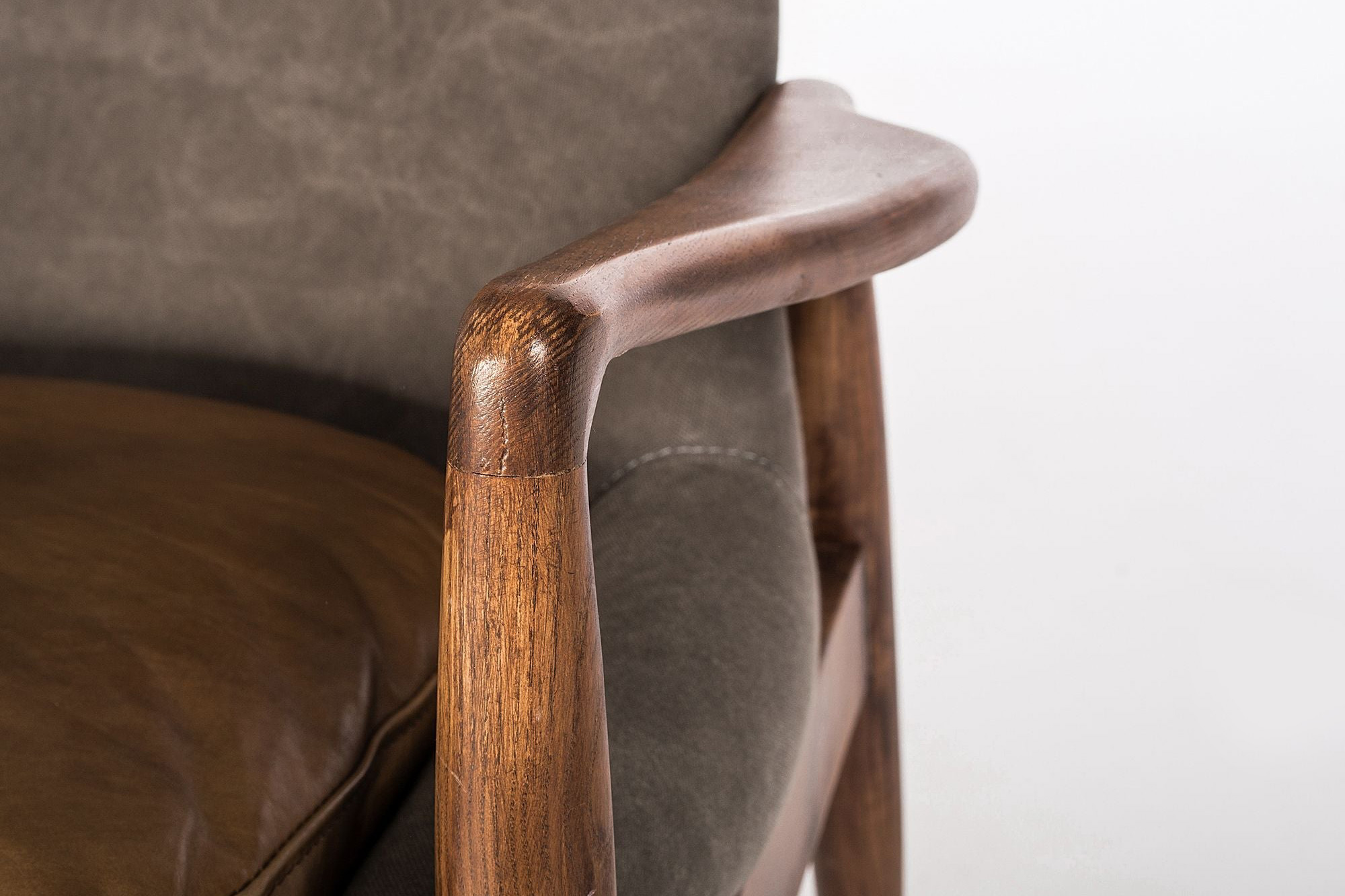 Mobital Reynolds Square Arms Lounge Chair - Gray, Leather/Fabric