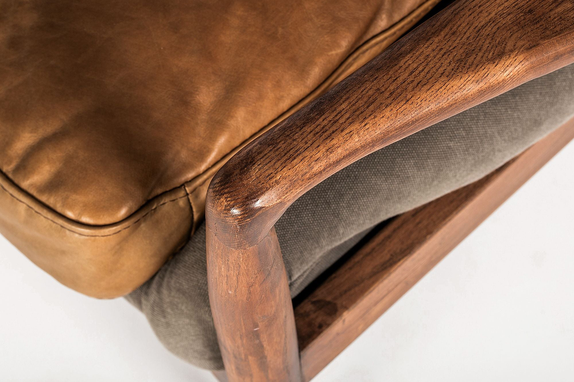 Mobital Reynolds Square Arms Lounge Chair - Gray, Leather/Fabric