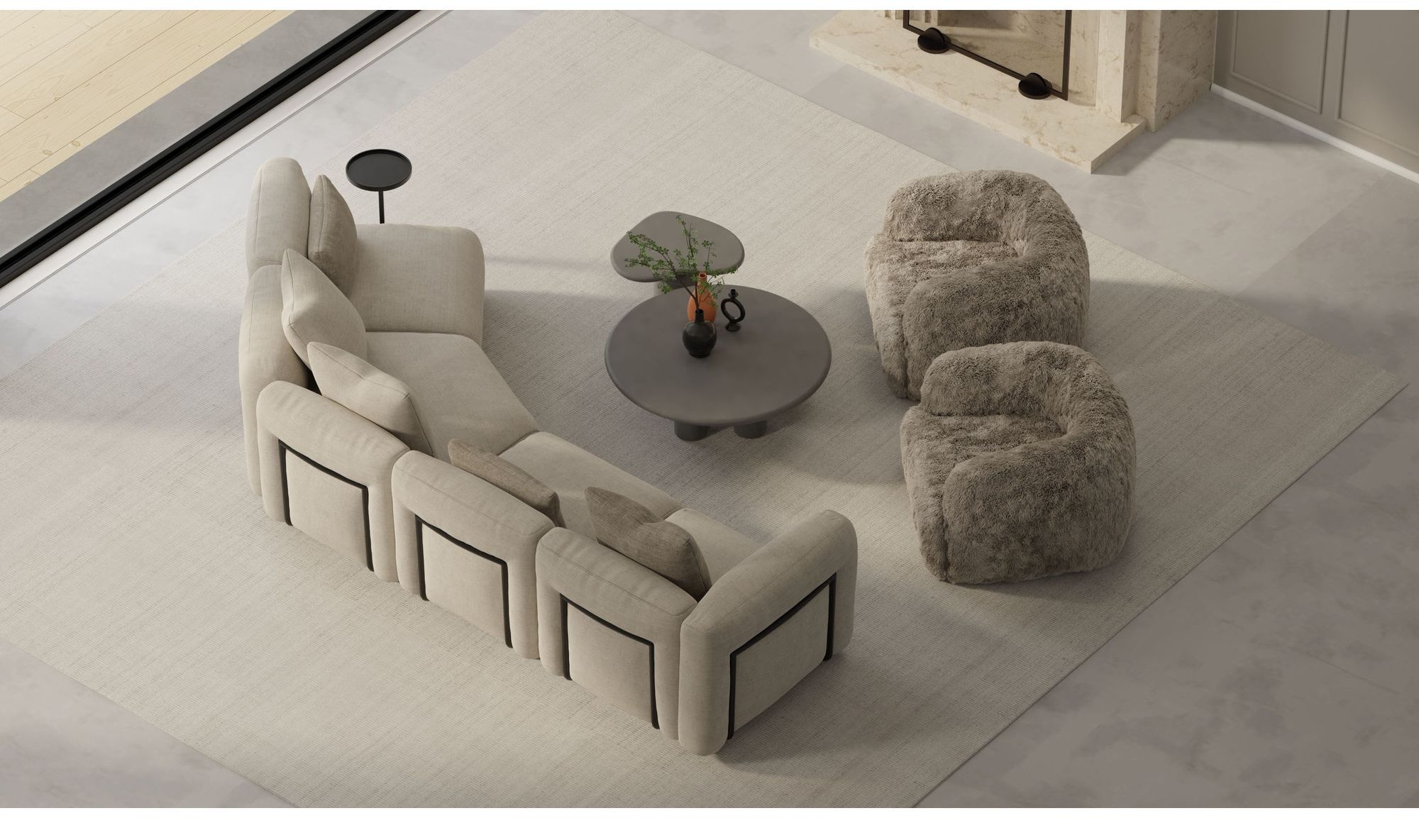 Mobital - Maarten Sectional in Desert Taupe, Fabric