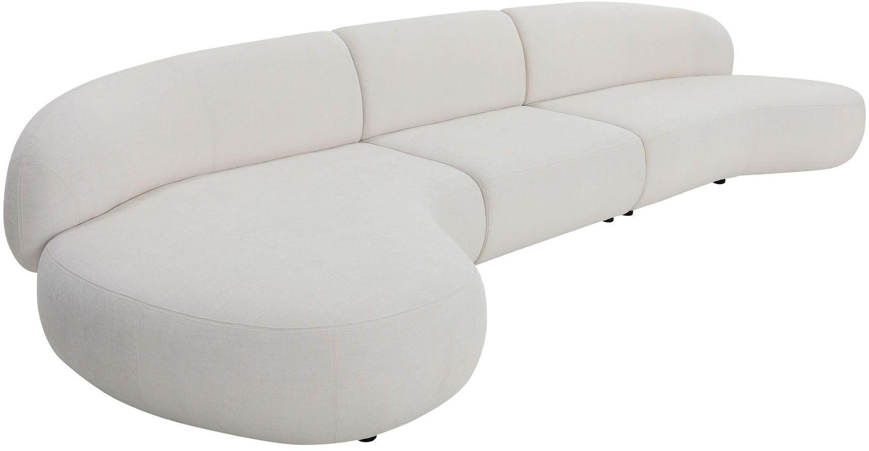Mobital Moritz 3-Piece Chaise Facing Left Sectional - White, Fabric