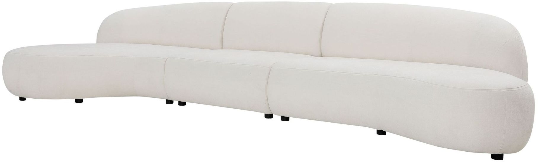 Mobital Moritz 3-Piece Chaise Facing Left Sectional - White, Fabric