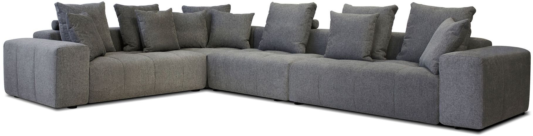 Mobital Mallow 4-Piece Right Facing Sectional - Gray Chenille, Fabric