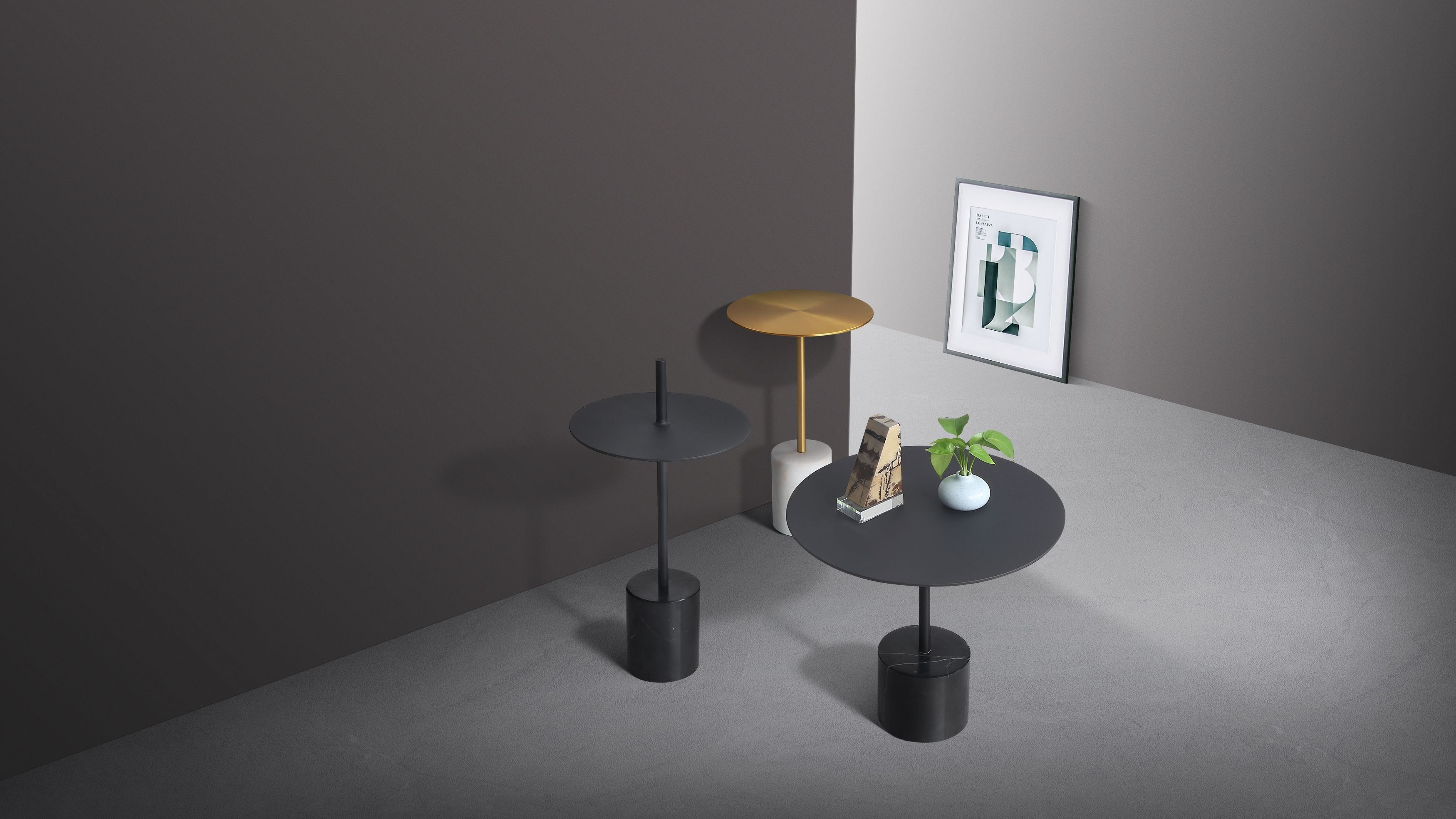 Mobital Circulo Medium End Table - Antique Brass, Marble
