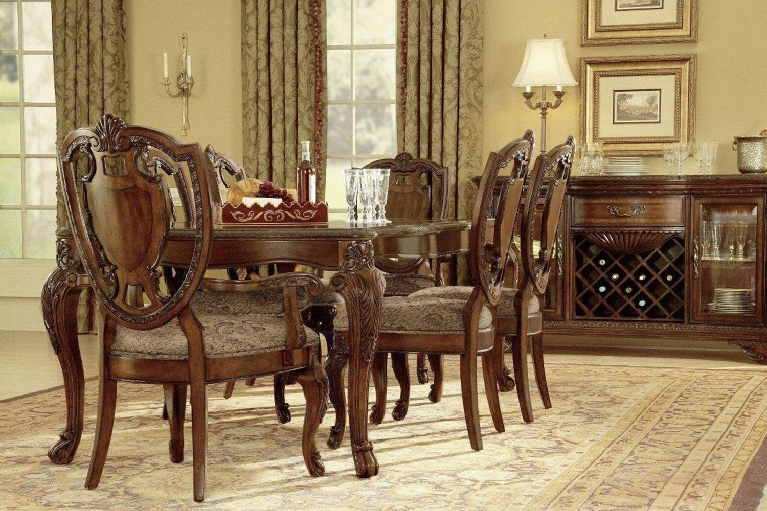 A.R.T. - Old World Shield Back Side Chair with Fabric Seat Set of 2