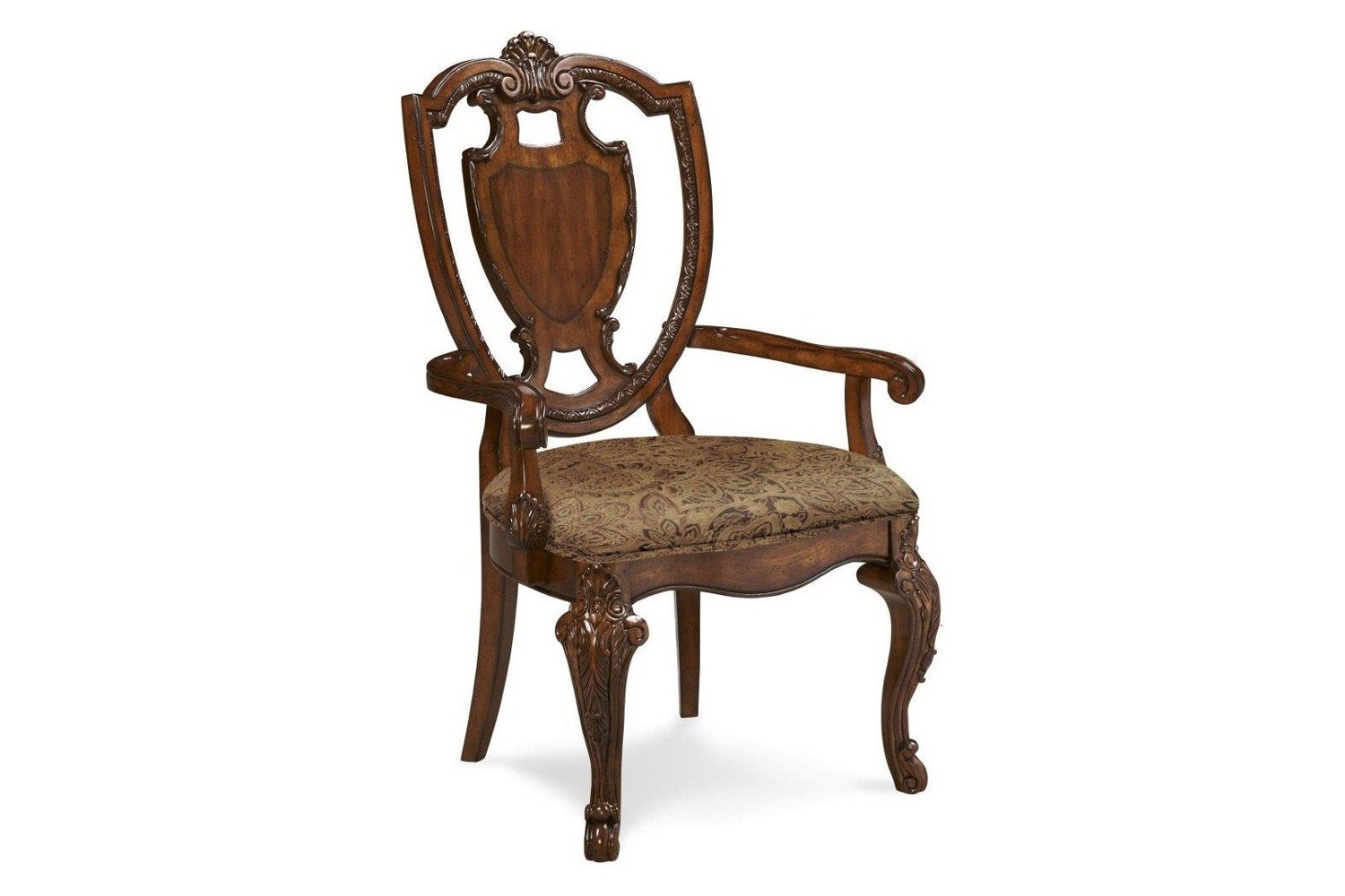 A.R.T. - Old World Shield Back Arm Chair with Fabric Seat Set of 2