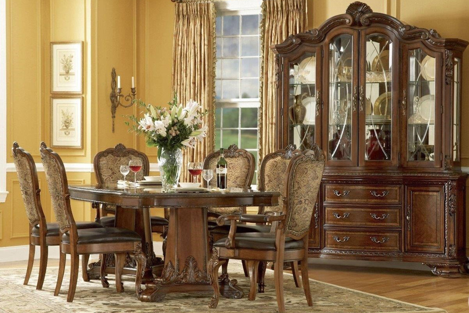 A.R.T. - Old World Upholstered Back Side Chair Set of 2