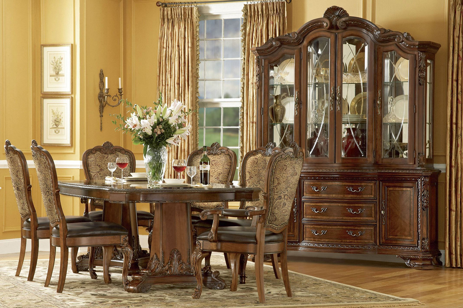 A.R.T. - Old World Double Pedestal Extendible Dining Table
