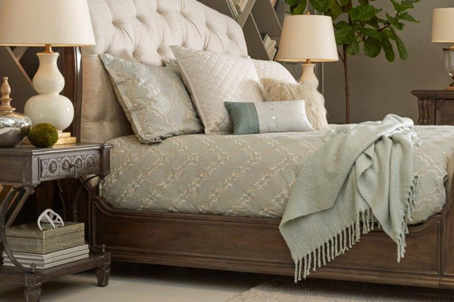 A.R.T. Furniture Vintage Salvage Lanza Upholstered Tufted Bed - Queen Size