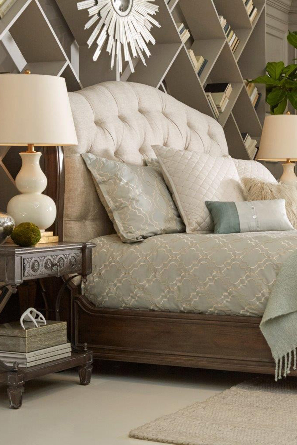 A.R.T. Furniture Vintage Salvage Lanza Upholstered Tufted Bed - Queen Size