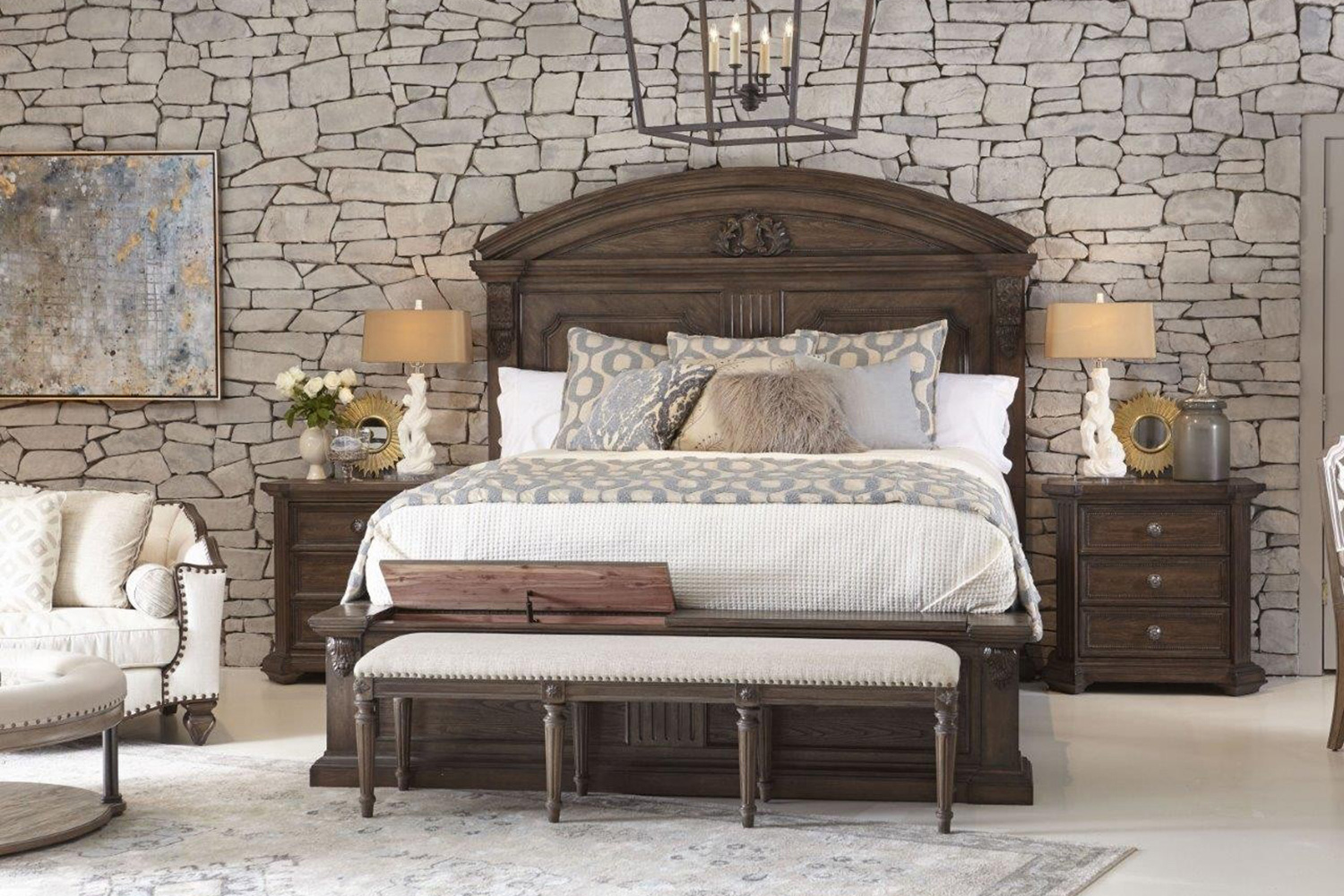 A.R.T. Vintage Salvage Walnut Chambers Panel Bed - Queen Size