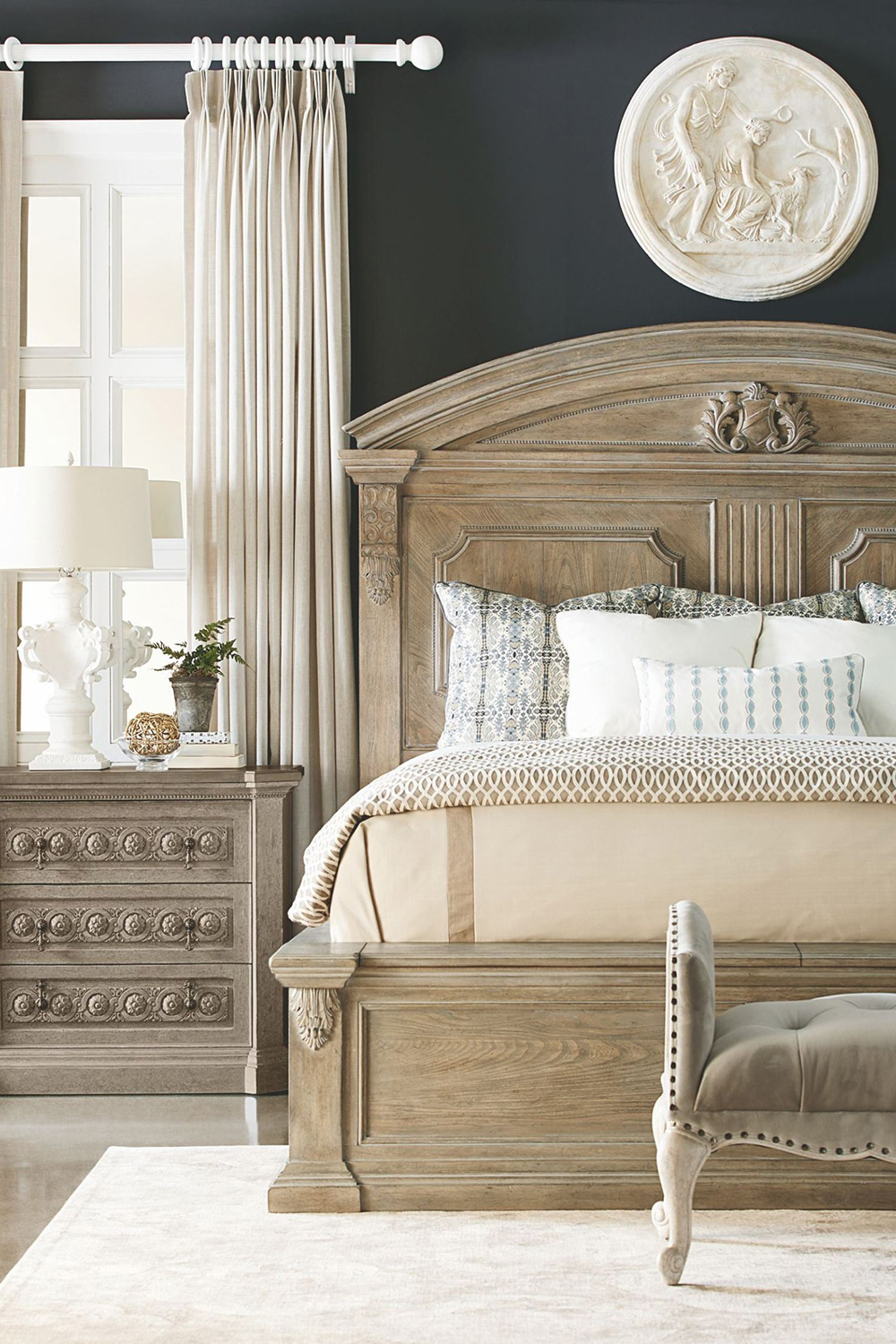 A.R.T. Arch Salvage Parchment Chambers Panel Bed - King Size