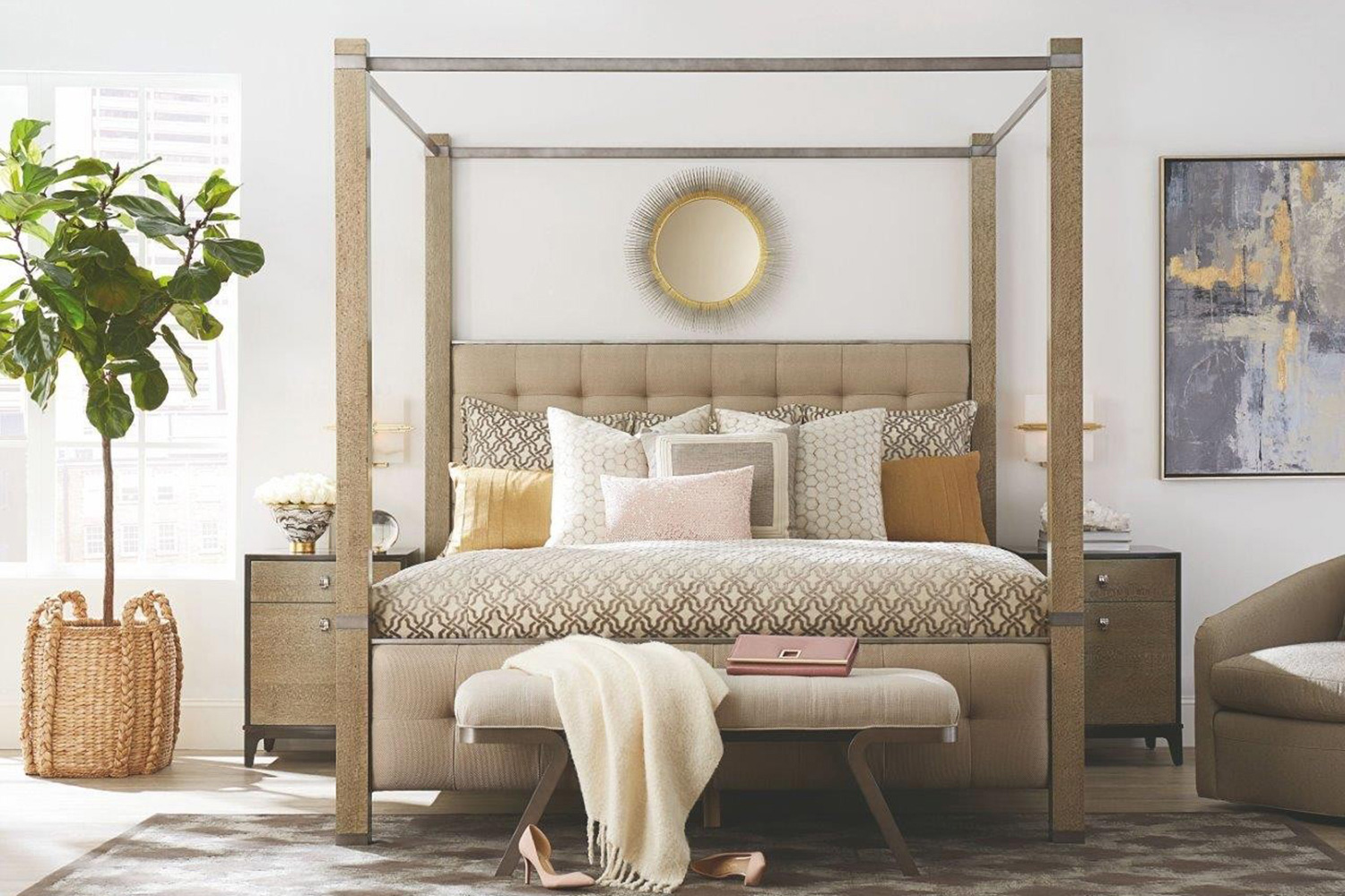 A.R.T. Prossimo Pizza Alto Upholstered Canopy Bed - California King Size