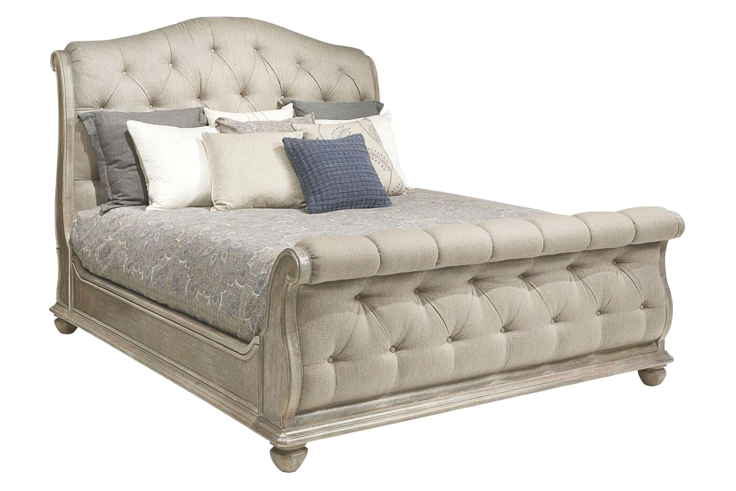 A.R.T. - Summer Creek Scrubbed Oak Shoals Upholstered Sleigh Bedroom Set