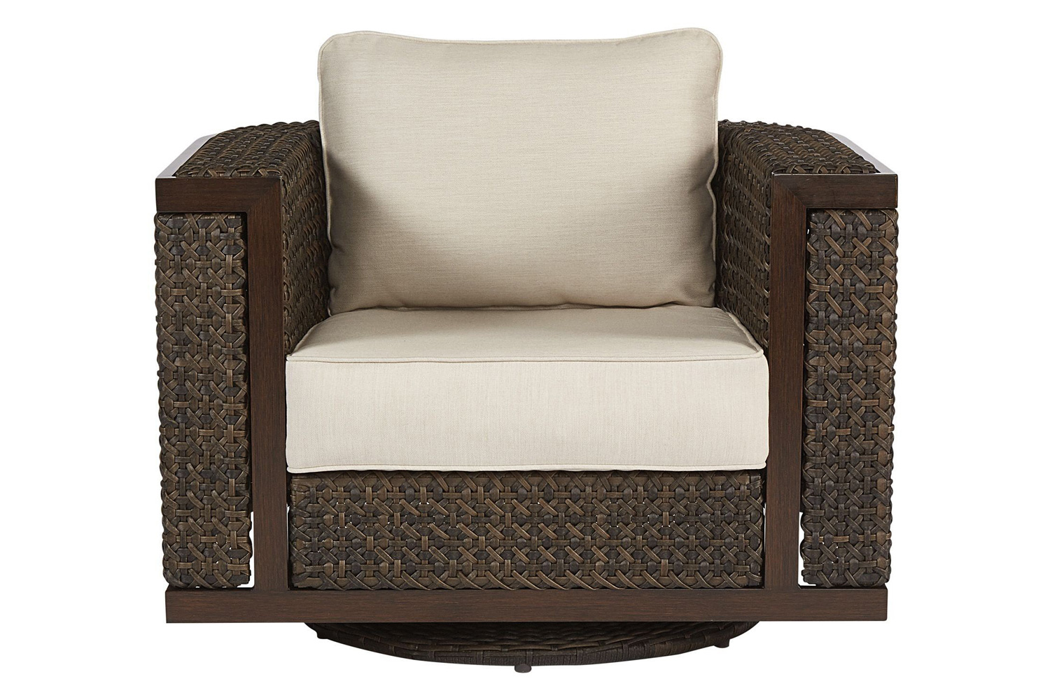A.R.T. - Epicenters Ebony Brentwood Wicker Outdoor Swivel Rocking Club Chair