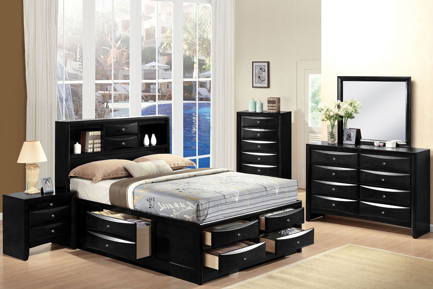 ACME Ireland Bookcase Storage Bed - Black, Full Size