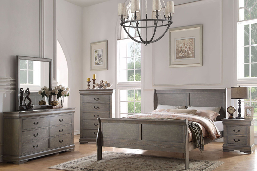 ACME Louis Philippe Mirror - Antique Gray
