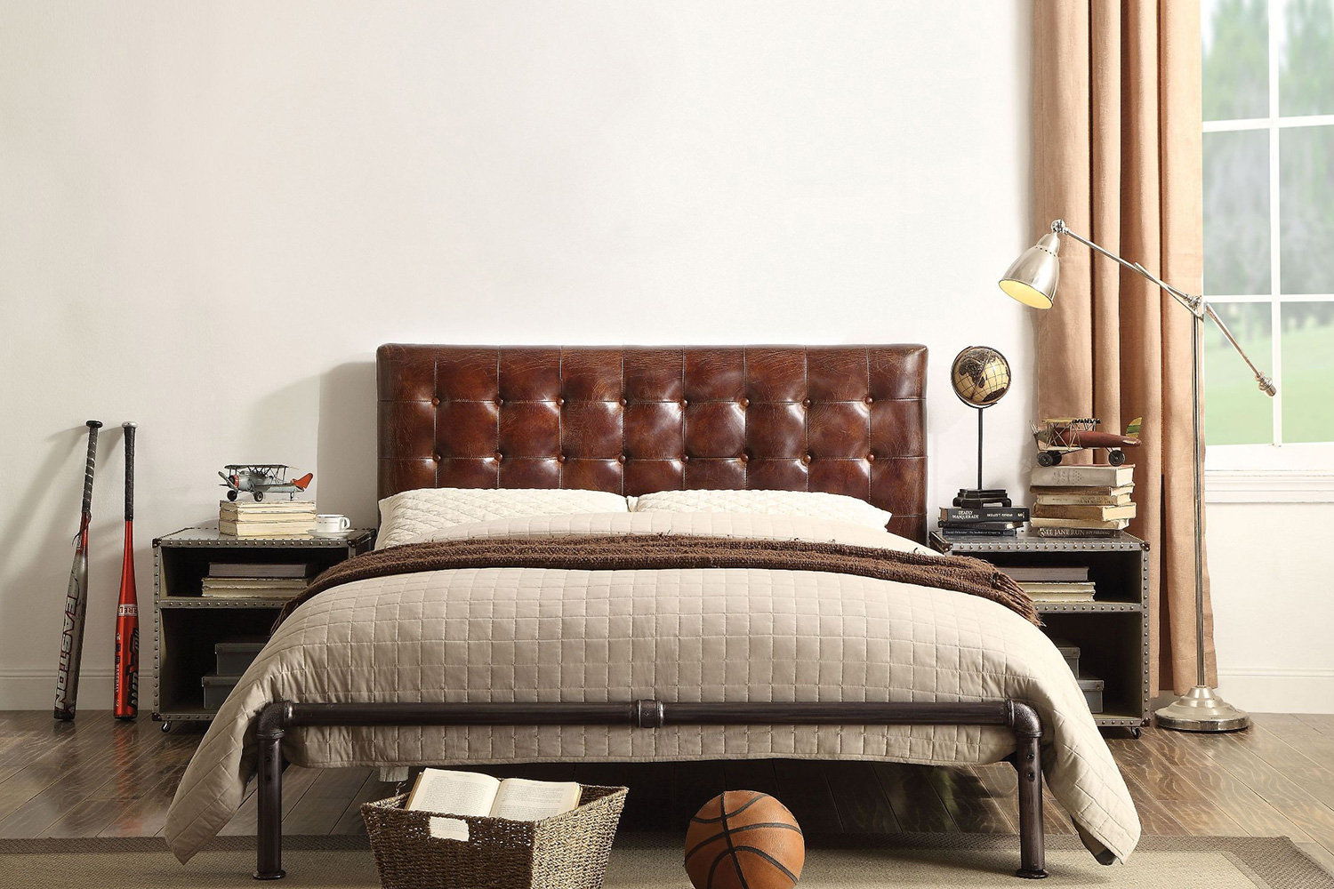 ACME - Brancaster Queen Bed in Vintage Brown