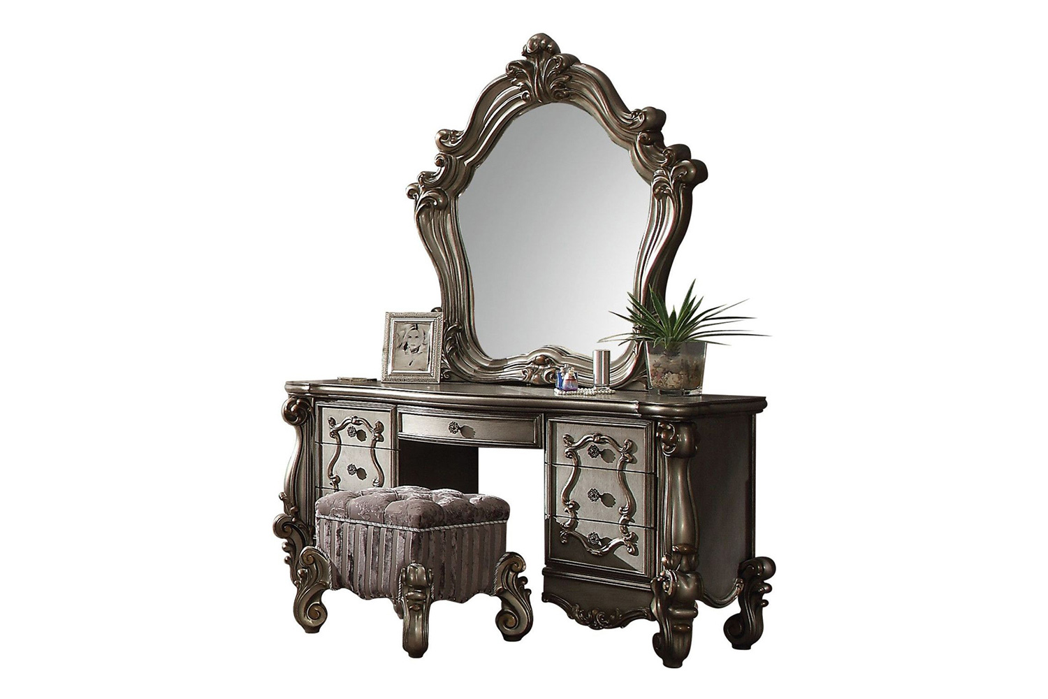 ACME Versailles Mirror - Antique Platinum Silver