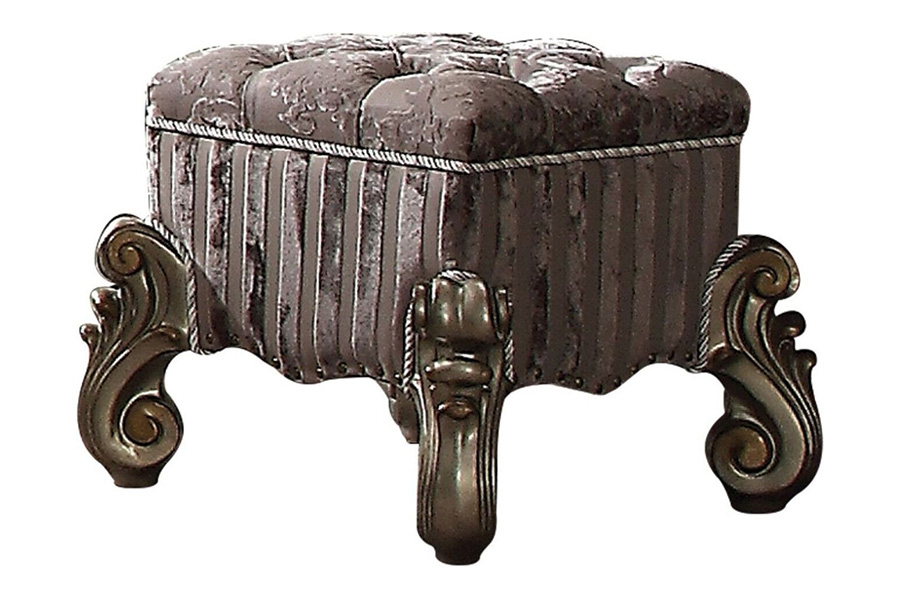 ACME Versailles Vanity Stool - Antique Platinum Silver