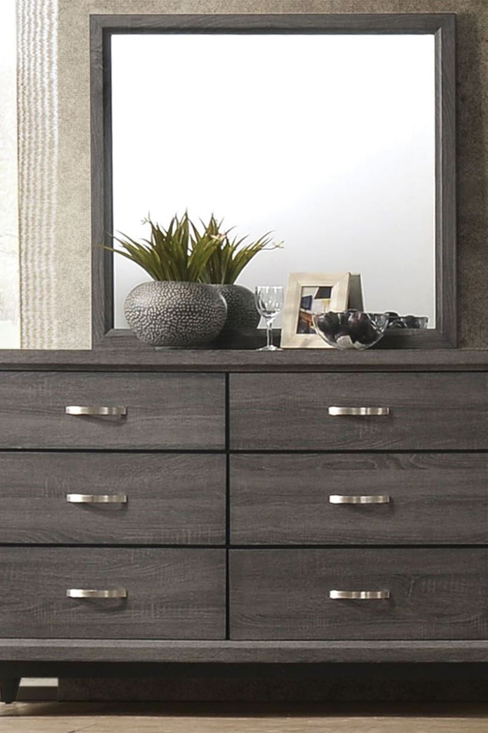 ACME - Valdemar Mirror in Weathered Gray