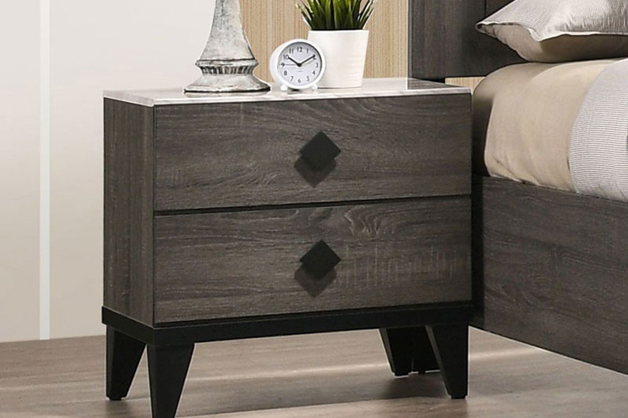 ACME - Avantika Nightstand in Faux Marble Top/Rustic Gray Oak
