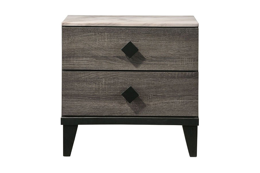 ACME - Avantika Nightstand in Faux Marble Top/Rustic Gray Oak