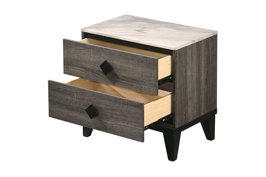 ACME - Avantika Nightstand in Faux Marble Top/Rustic Gray Oak