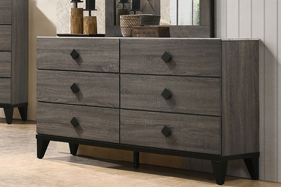 ACME - Avantika Dresser in Faux Marble Top/Rustic Gray Oak