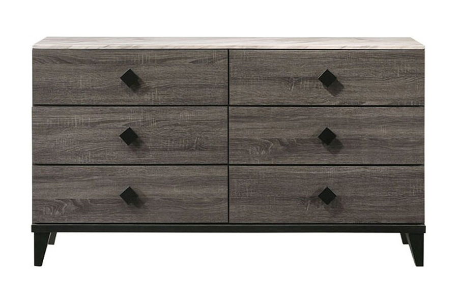 ACME - Avantika Dresser in Faux Marble Top/Rustic Gray Oak
